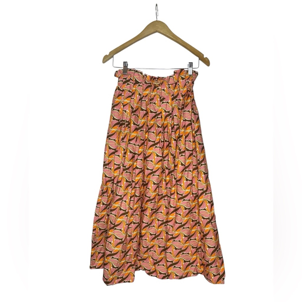 NWT Anthro x Devotion Twins Kotronas Vibrant Floral Polished Cotton Midi Skirt S - Picture 6 of 14